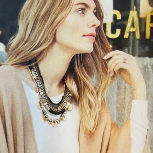 STELLA & DOT blue COLLETTE 3 in 1 statement necklace - Picture 1 of 5